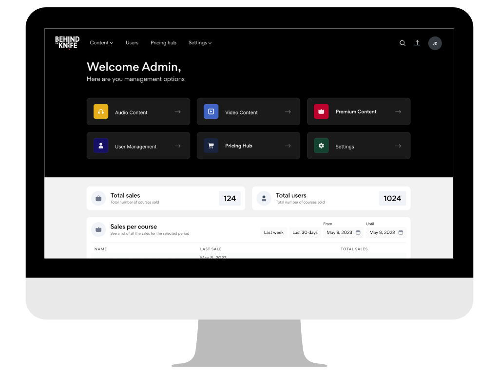 BTK admin portal UX UI design